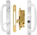 LWZH White Patio Sliding Glass Door Handle Set - Replacement Handle with Keys, Reversible Design for Mortise Lock, Fits 1-3/8" to 2-1/4" Thick Doors, 3-15/16" Hole Centers, 45° Keyway