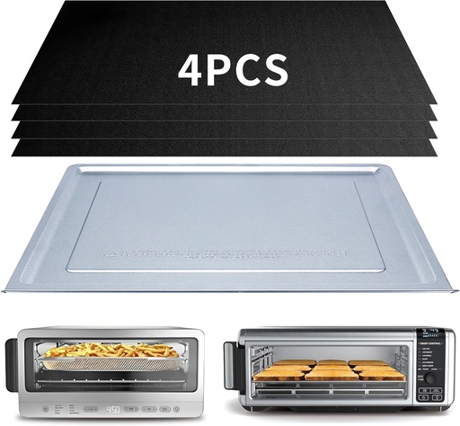[BRSRABIRCJ5GGG3Z] Crumb Tray Replacement for Ninja Foodi SP101 SP151 Air Fryer Oven with 4 Pcs Teflon Mats, Air Fryer Accessories for Ninja airfryer Flip Up Toaster Oven