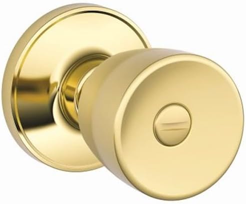 [BRSWIYIRAYABQDD4] J-Series by Schlage Byron Door Knob with Standard Trim, Bed & Bath Privacy Lock, Bright Brass, J40 BYR 605