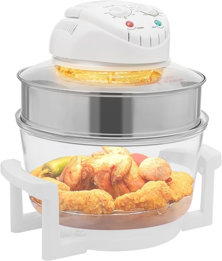 [BRSREEL3AABGACL7] Airy Fryer, Glass Air Fryer, 360° Viewable Airy Fryer with Expansion Ring, Automatic Power Off/Knob Control,For Grilling Meat,Fish,Vegetables.
