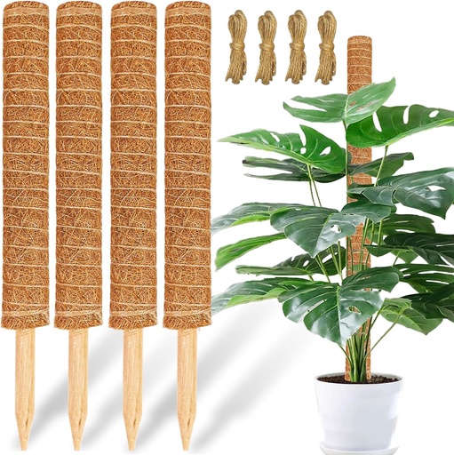 [BRSW2GL6BYPRGHQ3] 【4 Pack】 JJGoo Moss Pole, 17 inch Coco Coir Totem Poles Extending to 53 Inches, Plant Support Stick Plant Poles for Indoor Plants Climbing Plants Monstera, Sphagnum, Pothos
