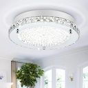 Auffel Crystal Flush Mount Ceiling Light Fixture 13.8" Hallway Lighting Fixtures Ceiling Crystal Ceiling Light Fixture Chrome for Kitchen, Bathroom, Bedroom, Closet
