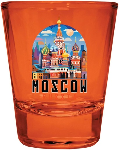 [BRSRAEL6OINQMCY3] R and R Imports Moscow Russia Design A Souvenir Full Color 2oz Shot Glass Orange 4-Pack
