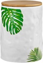 Godinger Porcelain Canister with Leaf Design - Beautiful and Functional 6x9 Kitchen Storage