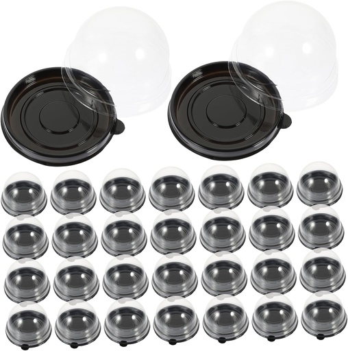 [BRSREHY3OIMWOGTF] VICASKY 50Pcs Transparent Dome Cupcake Boxes Round Moon Cake Packing Containers with Cover Stable Bottom Food Storage for Bakery Dessert Party