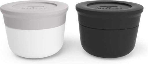 [BRSWYYITABYWCA3H] monbento - Lunch Box Sauce Containers MB Temple S Coton/Onyx - Tiny Leak-Proof Containers - Reusables - For Work Lunch Packing - Suitable for Bento Box MB Original & MB Square - Gray & Black
