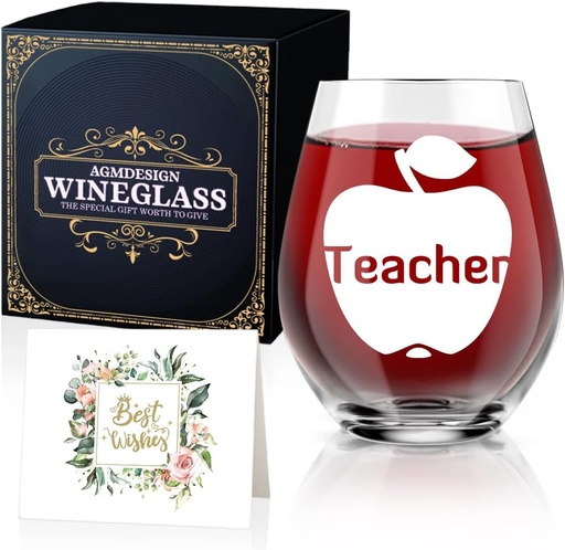 [BRSRMBQHBYJWCC3K] AGMDESIGN Funny Good Day Bad Day Don't Even Ask Teacher Wine Glass Gift Box, Double sided Wine Glass, Gift for Teacher's Educator Teaching Team