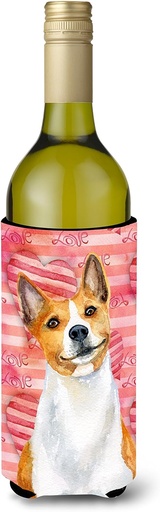 [BRSWG2YBO4BWC23P] Caroline's Treasures BB9779LITERK Basenji Love Wine Bottle Hugger, Red Bottle Cooler Sleeve Hugger Machine Washable Collapsible Insulator Beverage Insulated Holder