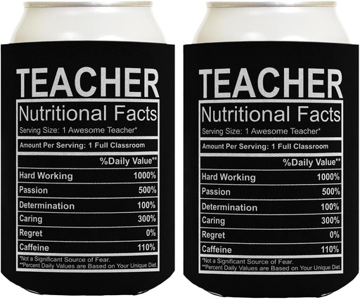 [BRSROYI3CIPRSEIU] Teacher Gifts For Women Teacher Nutritional Facts Label 2-Pack Can Drink Thermocoolers
