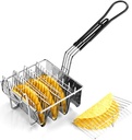 FAMKIT Taco Fryer Basket 4 Shells, Detachable Handle Taco Shell Fry Basket, Holds 4 Shells Deep Fryer Taco Holder Basket Cooking Tool for Kitchen Milk Tea Shop Fried Chichen Shop