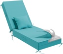 AOFEITE Outdoor Water-Resistant Olefin Chaise Lounge Cushions with Pillow, Weather and Fade Resistant Patio Furniture Lounge Chair Cushion Ideal for Patio, Lawn, Garden, Turquoise, 80"L x 26"W x 5"T