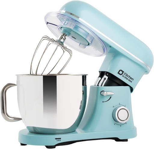 [BRSRAGL2O54A2AYY] Kitchen in the box Stand Mixer - 6.5 Quart Mixing Bowl with Handle, 900 Watt Heavy Bread Dough Standing Mixers Tilt-head with Dough Hook, Whisk, Flat Beater and Splash Guard (Blue)