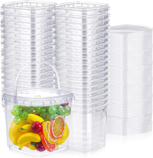 [BRSREHQCOYCWYFYU] Macarrie 75 Pack 68 oz Square Deli Containers with Lids Clear Airtight Plastic Food Storage Containers Organizer Bin for Food Prep Freezer Kitchen Restaurant Supplies