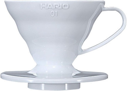 [BRSWIYAABECGEAYV] Hario V60 Plastic Coffee Dripper, Size 01, White