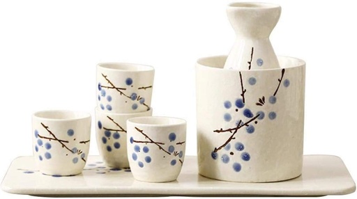 [BRSRAYIROYMRAALZ] ANAIUCY Sake Set Sake Set Sake Set Sake Pot Set Traditional Sake Cup Hand Painted Design Porcelain Pottery Ceramic Crafts Wine Glasses Sake Cups 7 Piece