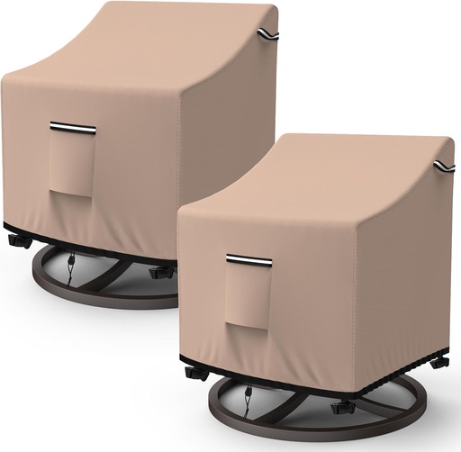 [BRSREZA2DFYRSEL7] Patio Chair Covers, 2 Pack Lawn Outdoor Furniture Chair Covers with Air Vent, 500D Heavy Duty Chair Cover for Lawn Lounge Deep Seat, Patio Dining Chair and High-Back Chair (Khaki, 32"W x 37"D x 36"H)