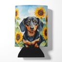 Caroline's Treasures Dachshund in Sunflowers Can or Bottle Hugger Cooler Washable Drink Sleeve Collapsible Beverage Insulated Holder, Can Hugger, Multicolor