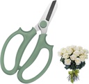M METERXITY Garden Flower Scissor, 18cm Stainless Steel Floral Shear, Pruning Shears with Round Blade for Plant Trimming/Flower Arrangement/Fruit Picking, Hand Pruner Snip [Dark Green]