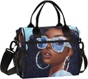 ALAZA African American Woman Large Lunch Box for Men Women Adults Insulated Lunch Bag Cooler Bag with Adjustable Shoulder Strap for Work Picnic Travel