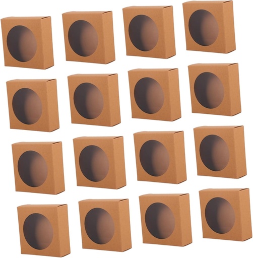[BRSRAHYHBMNGOCTO] COSMEVIVI 25pcs Kraft Paper Dessert Boxes Window Cupcake Packaging for Cookies and Sweets for Gifting and Display
