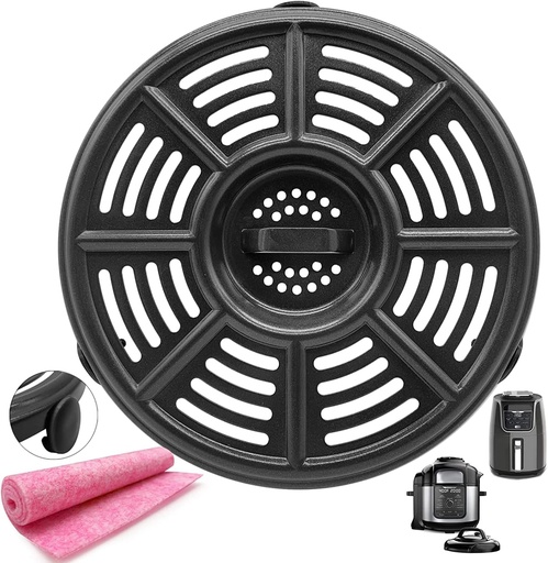 [BRSW2AILBEFBAFY2] HQT 4QT Air Fryer Crisper Plate For Ninja Air Fryer, 8.2 inch Professional Round Grill Plate Pan Tray with Rubber Feet for Ninja Foodi Pressure, Non-Stick, Dishwasher Safe