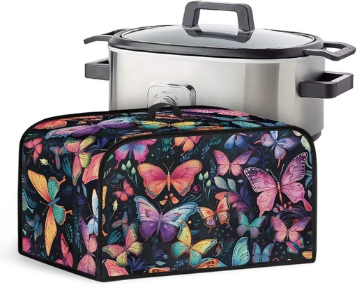 [BRSRAZQEAB6RYHQ6] TODIYADDU Colorful Butterfly Slow Cooker Dust Cover Trendy Air Fryer Cover Compatible with Most Kitchen Appliances Fashion Slow Cooker Carrier for Women Washable Appliance Cover Gifts