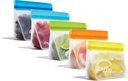 (re) zip 5-pack Stand-Up Reusable Bags | BPA-Free, Food Grade, Leakproof, Freezer and Dishwasher Safe | 5 Snack-Size Bags (1-Cup / 8-Oz) | Multicolor for Easy Organization