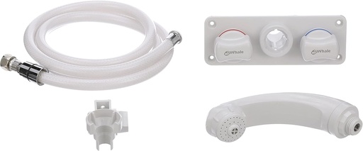 [BRSWIYQPBMGAAETY] Whale RT2498 Elegance Combination Faucet/Shower, Pull-Out Handheld Mixer Unit, Hot and Cold Water, 5.5-Foot Hose, White ABS