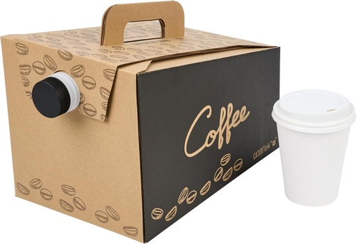 [BRSWGFI6AF5BSGTF] Restaurantware 12 Cup 96 Ounce Disposable Coffee Carrier, 10 Insulated Coffee Take Out Containers - Built-In Handle, Portable Design, Kraft With Black Paper Coffee To Go Boxes