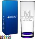 Personalized Highball 10.5 oz with Purple Bottom, Custom Tall Collins Glass, Straight up Mixed Drink Cocktail - Initial with Name Gift