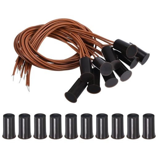 [BRSROFT2BZ4BGCA2] PATIKIL Magnetic Reed Switch, 10 Pack NC Ring Alarm Contact Sensor Wired Recessed Door Sensor Window Contact Switch for Alarm System, Brown