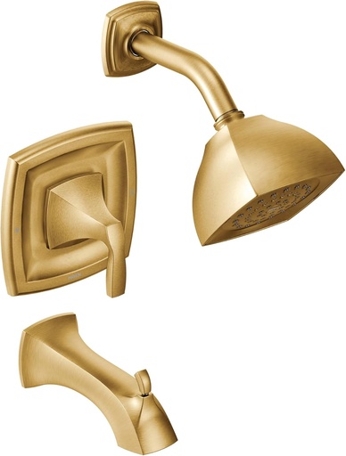 [BRSWGFL6CJYQOEL5] Moen Voss Brushed Gold Posi-Temp Pressure Balancing Eco-Performance Tub and Shower Trim Kit, Valve Required, T2693EPBG