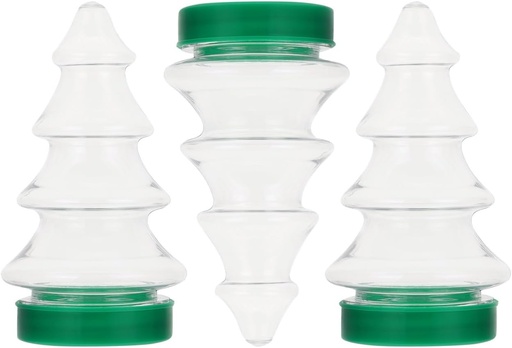 [BRSW22TQAV7AMCQ3] NUOBESTY 3Pcs Christmas Tree Candy Jars with Lids, Plastic Cookie Containers for Holiday Treats, Xmas Biscuit Storage & Christmas Decorations, Festive Kitchen and Party Supplies