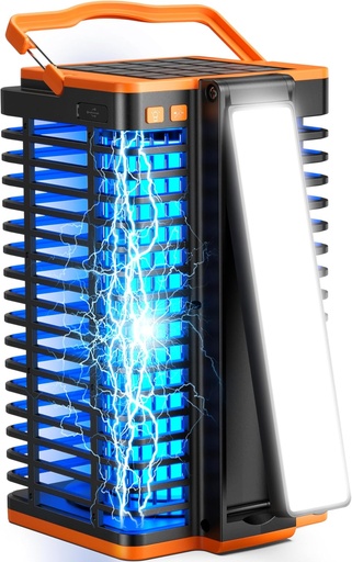 [BRSRAHTQOAIBMETG] Kiies Solar Bug Zapper Outdoor,2 in 1 Mosquito Zapper Cordless & Rechargeable, 4200V Portable Fly Zapper Insect Trap with Reading Lamp for Camping Patio Backyard Garden