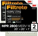 Filtrete 20x20x1 Air Filter, MPR 2800, MERV 14, Healthy Living Ultrafine Particle Reduction 3-Month Pleated 1-Inch Air Filters, 2 Filters