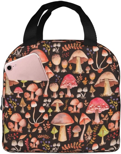 [BRSRAY35CNYROE3B] Mushrooms Print Lunch Bag Lunch Box, Insulated Lunch Bag Cooler Tote Box for Women Adult