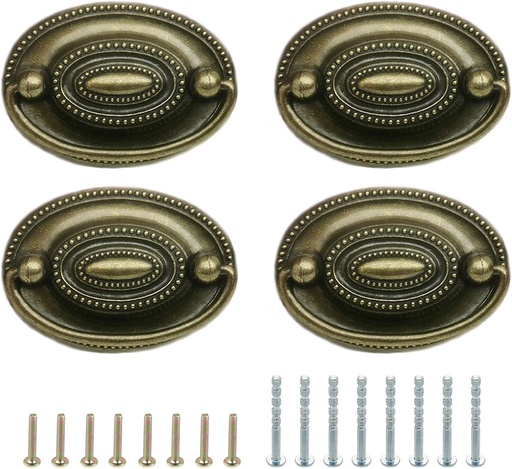 [BRSRAGQYDJ5Q2EY2] ZAAWUUT 4-Pack Antique Brass Bail Drawer Pulls,Furniture Dresser Pull,Oval Drop Swing Handles for Bar Cabinet Knob Hardware