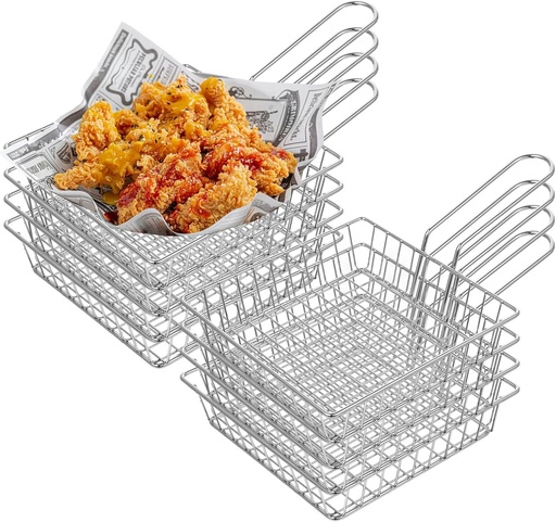 [BRSREEI2AEHAAFL6] 8 Pcs Large Square Fry Baskets, 5.9 x 5.9 Inch french fries Basket, Chrome Steel Shallow Fried Food Filter Holder for Kitchen Restaurant Party Barbecue Table Food Serving