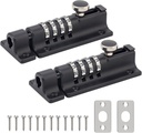 HOJLKLD Combination Locking Bolt, 2 Pack 4 Digit Combination Door Security Slide Latch Lock Heavy Duty Zinc Alloy Slide Bolt Lock for Shed Gate Fences (2, Black)
