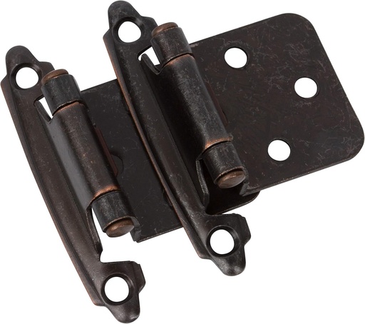 [BRSWKHAKAIGGGGT6] DecoBasics Oil Rubbed Bronze Cabinet Hinges for Kitchen Cabinets (25 Pair -50 Pcs) -1/2" Overlay (Variable) -Self Closing Kitchen Cabinet Hinges Flush Mount w/Silicon Bumpers & Upgraded Screws