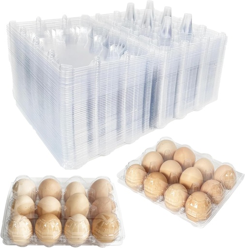 [BRSREHQYBMPAYEI7] YSJFNVUI 50-Pack of 12-Count Plastic Egg Cartons – Bulk Clear Reusable Egg Containers Holds Chicken Eggs | Egg Cartons Cheap Bulk, Eggs 12 Count,Suitable for farms, markets and families.