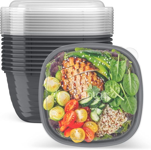 [BRSW2HAPAF6WKD3G] Bentgo Prep - 1-Compartment Bowls with Custom Fit Lids - Reusable, Microwaveable, Durable, PFAS & BPA-Free, Freezer and Dishwasher Safe Meal Prep Food Storage - 10 Bowls & 10 Lids (Graphite)