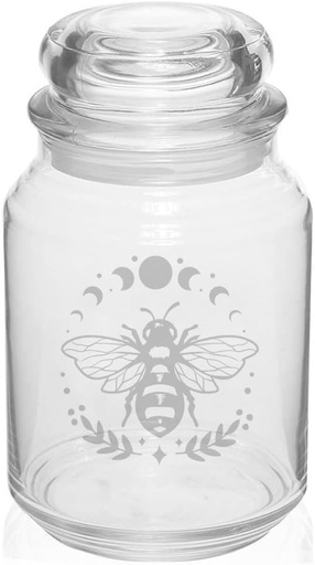 [BRSRAFL6BN6B6FLH] MIP 26 oz Glass Candy Jar Gift Bee and Moon