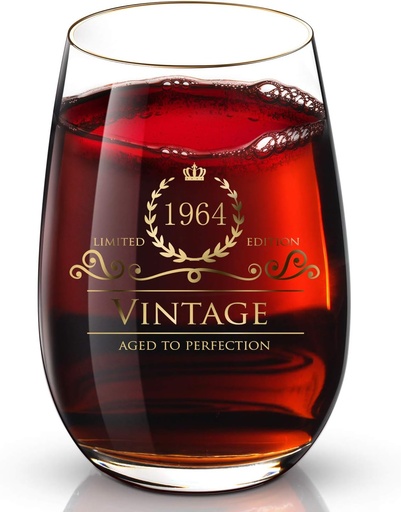 [BRSWGGLRAV4BSFLX] 1964 60th hand crafted luxury drinking and wine glass for wedding,anniversary,birthday,holidays,perfect gifts ideal for bridesmaids,cup