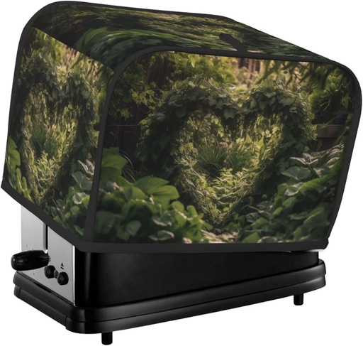 [BRSREYY5B5YRS3DZ] Green Leaves Heart Shape 2 Slice Toaster Covers Bread Machine Cover Quilted Dustproof Fingerprint Protectors Small Washable Appliance Cover Bread Maker Dust Protection Universal Size