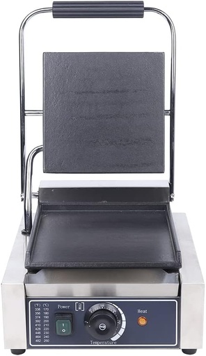 [BRSROAANCEFWEHQ4] MuChaIOAK Grill Sandwich Maker, Panini Press Electric Contact Grill Single for Hamburgers Steaks Vegetables Breakfast Sandwiches, Single Smooth Top & Bottom 110V 1800W