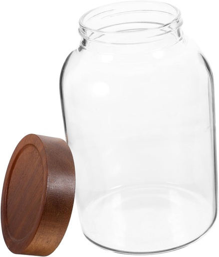 [BRSRAGALOB6AA3L5] CIYODO Airtight Glass Food Storage Canister with Wooden Lid Large Capacity Clear Jar for Tea Cookies Cereals and Dried Foods Kitchen Organization