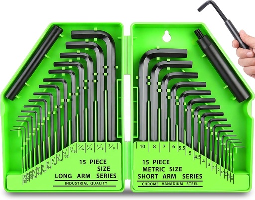 [BRSW2ZA6CNYAY2TA] SWANLAKE 32PCS Hex Key Set, Allen Wrench Set Inch/Metric MM(0.7mm-10mm) SAE(0.028"-3/8)