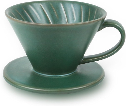 [BRSRAFIFPIFGYCA3] PUNNIO Ceramic Coffee Dripper, Portable Pour Over Coffee Dipper for V60, Reusable Porcelain for Travel, Home, Office (Olive Green)