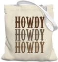 SZERE Western Cowgirl Howdy Preppy Canvas Tote Bag, Howdy Sign, Reusable Grocery Bags, Western Retro Shopping Gift Bag for Work Travel Shoulder Bag, Best Gift for Western Cowgirl Lovers